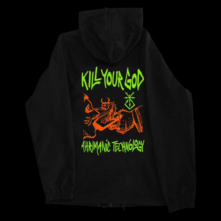 AHRIMANIC TECHNOLOGY II FLUORESCENT EMBROIDERED HOODED WINDBREAKER - Kill Your God