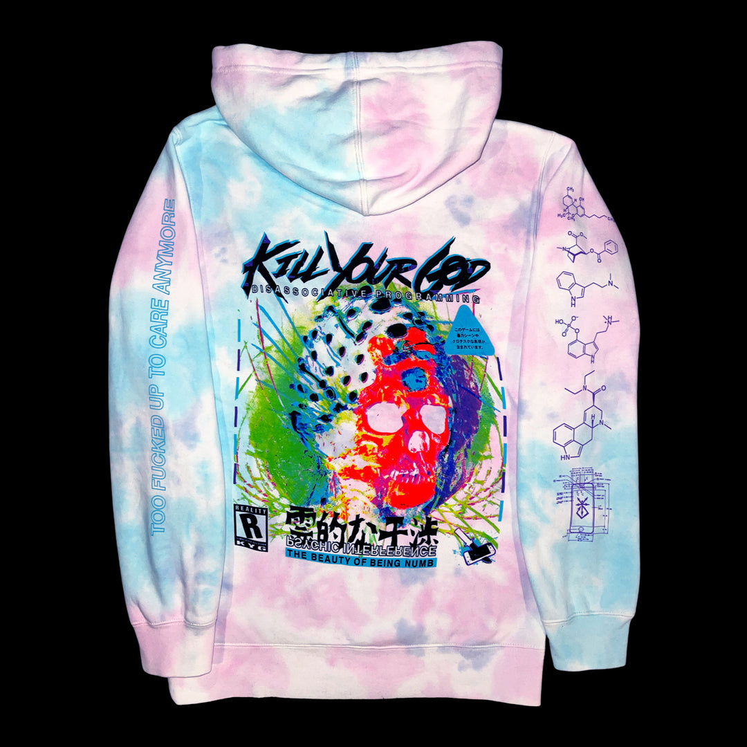 NUMB INVERTED BLACKLIGHT REACTIVE COTTON CANDY TIE-DYE PULLOVER HOODIE - Kill Your God