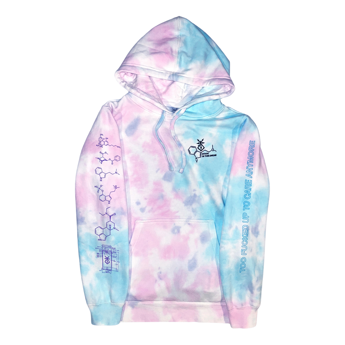 NUMB INVERTED BLACKLIGHT REACTIVE COTTON CANDY TIE-DYE PULLOVER HOODIE - Kill Your God