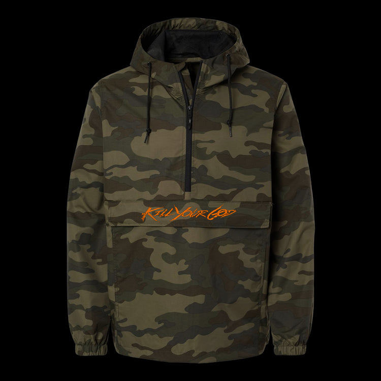 KYG SIGIL FLUORESCENT EMBROIDERED HOODED ANORAK WINDBREAKER [FOREST CAMO] - Kill Your God