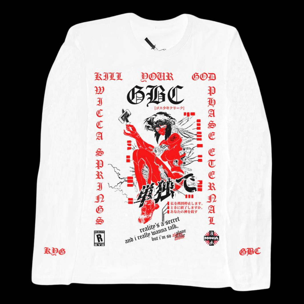 KILL YOUR GOD x WICCA PHASE SPRINGS ETERNAL: ALONE L/S SHIRT (WHITE) - Kill Your God